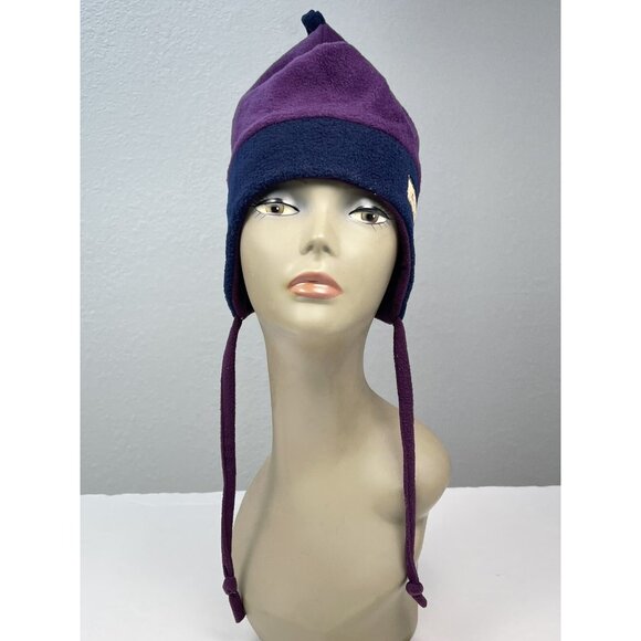 VTG Y2K JESTER WEAR Adult OSFA Purple/Navy Fleece Ultra Extreme WINTER HAT EUC - Picture 1 of 6